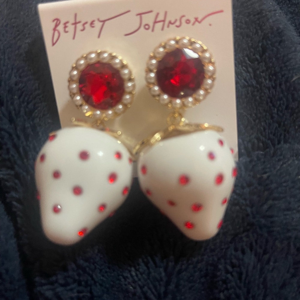 Betsey Johnson Red and White Earrings